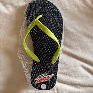 Mountain Dew Black and Green Flip Flops